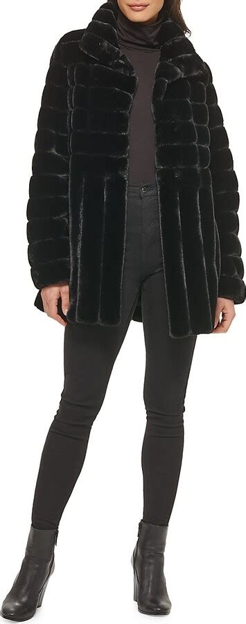 Quilted Faux Fur Coat .